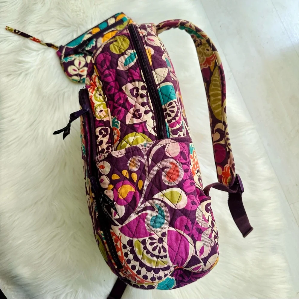 Vera Bradley Back To School Paisley Floral Backpack with Wristlet Purse